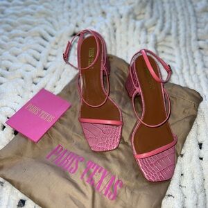 Paris Texas Pink Croc-Embossed Women's Sandals